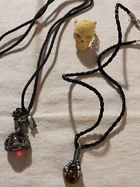 Gothic Dragon & Claw Pendant Necklace Set in Black and Brown Skull Ring